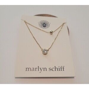 Marlyn Schiff Double Layered Necklace Dainty Gold Tone Minimalist NWT